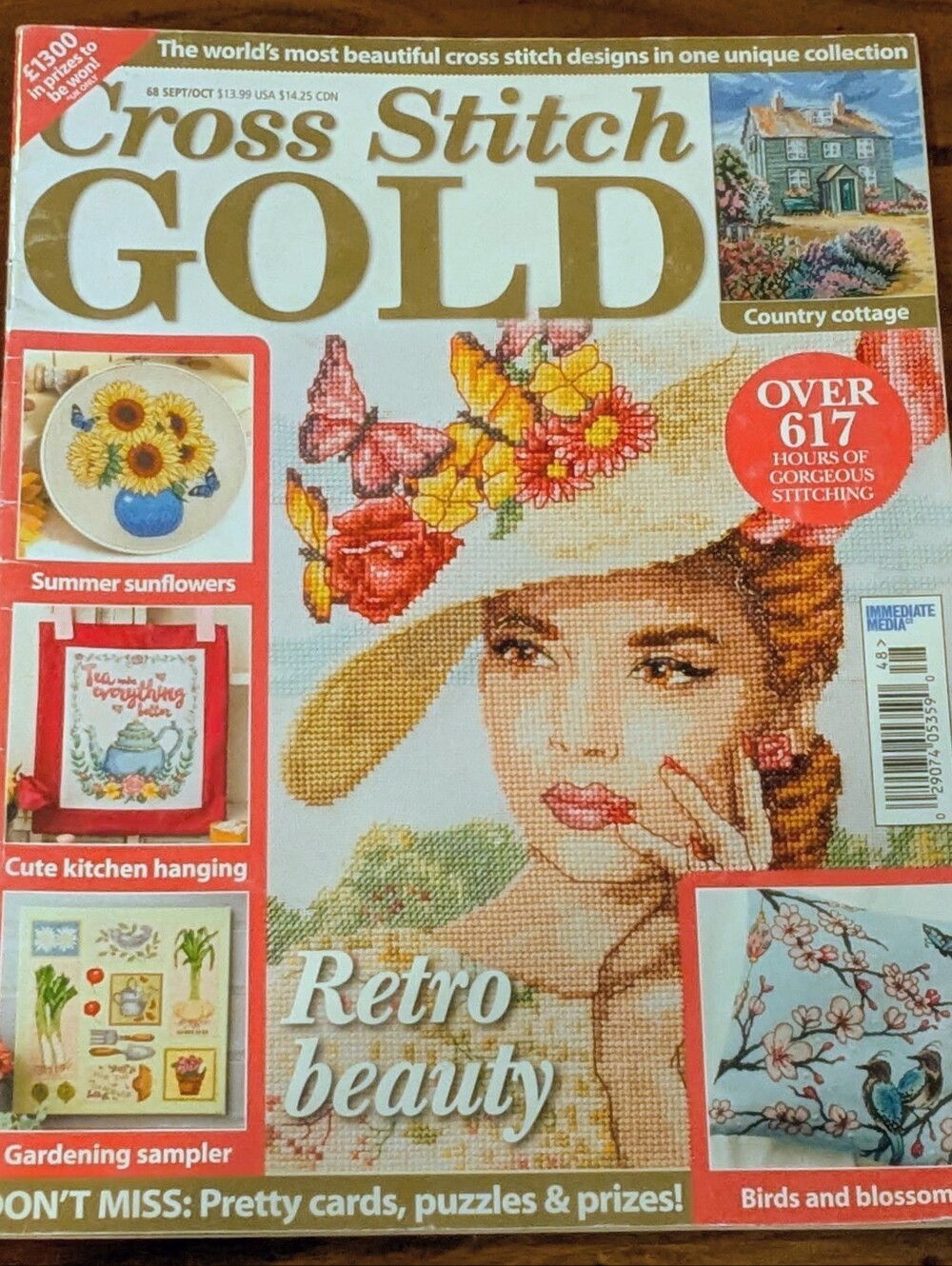 Cross Stitch Gold Magazine Issue #68 Sept/Oct 2018 "Retro Beauty" Pre-Owned